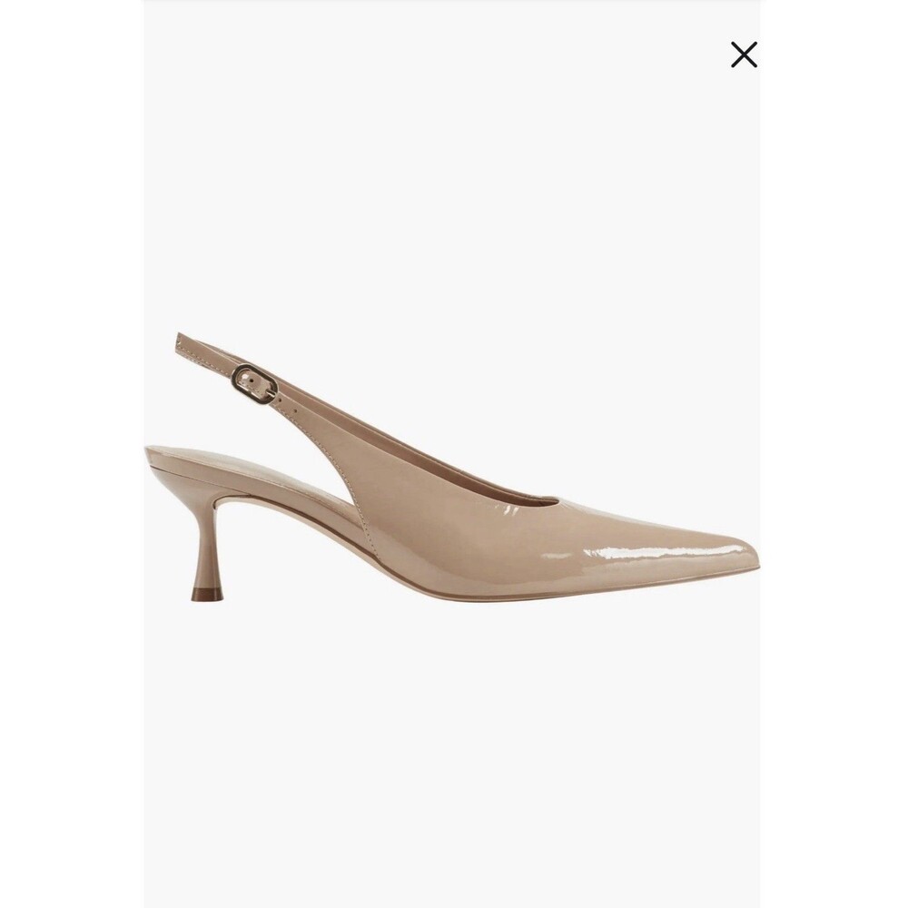 Marc Fisher LTD Reynna Nude Patent Slingback Kitten Heel Pumps Pointed Toe 7.5